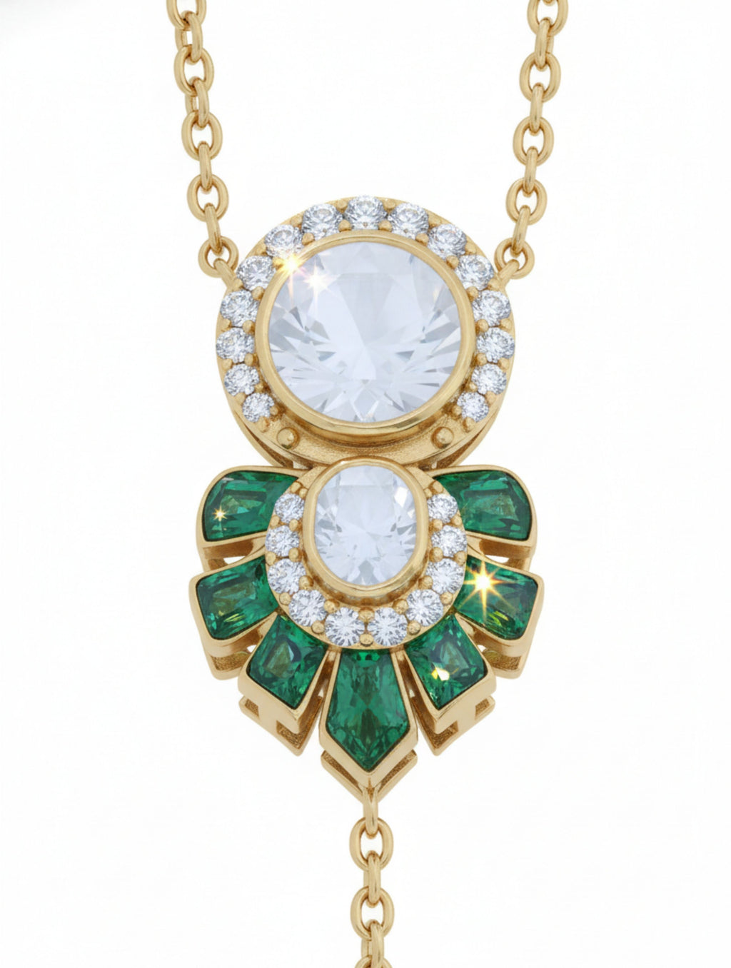 Enchanting Verdant Drop: Moissanite Y-Necklace Pendant in Sterling Silver