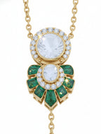 Enchanting Verdant Drop: Moissanite Y-Necklace Pendant in Sterling Silver