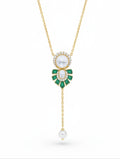 Enchanting Verdant Drop: Moissanite Y-Necklace Pendant in Sterling Silver