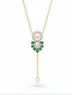 Enchanting Verdant Drop: Moissanite Y-Necklace Pendant in Sterling Silver