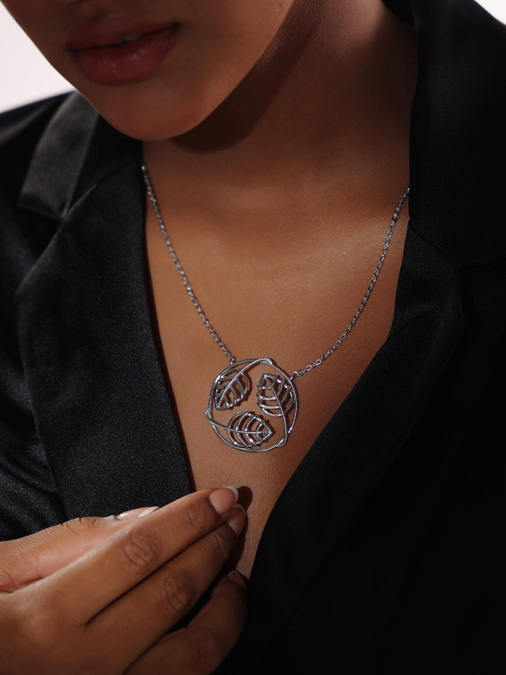 Lumina Rhodium Plated Jali 925 Sterling Silver Pendant For Women