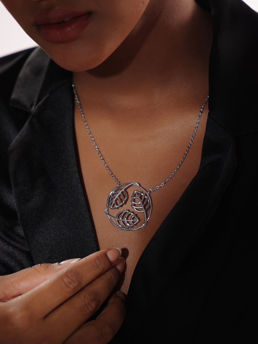 Lumina Rhodium Plated Jali 925 Sterling Silver Pendant For Women