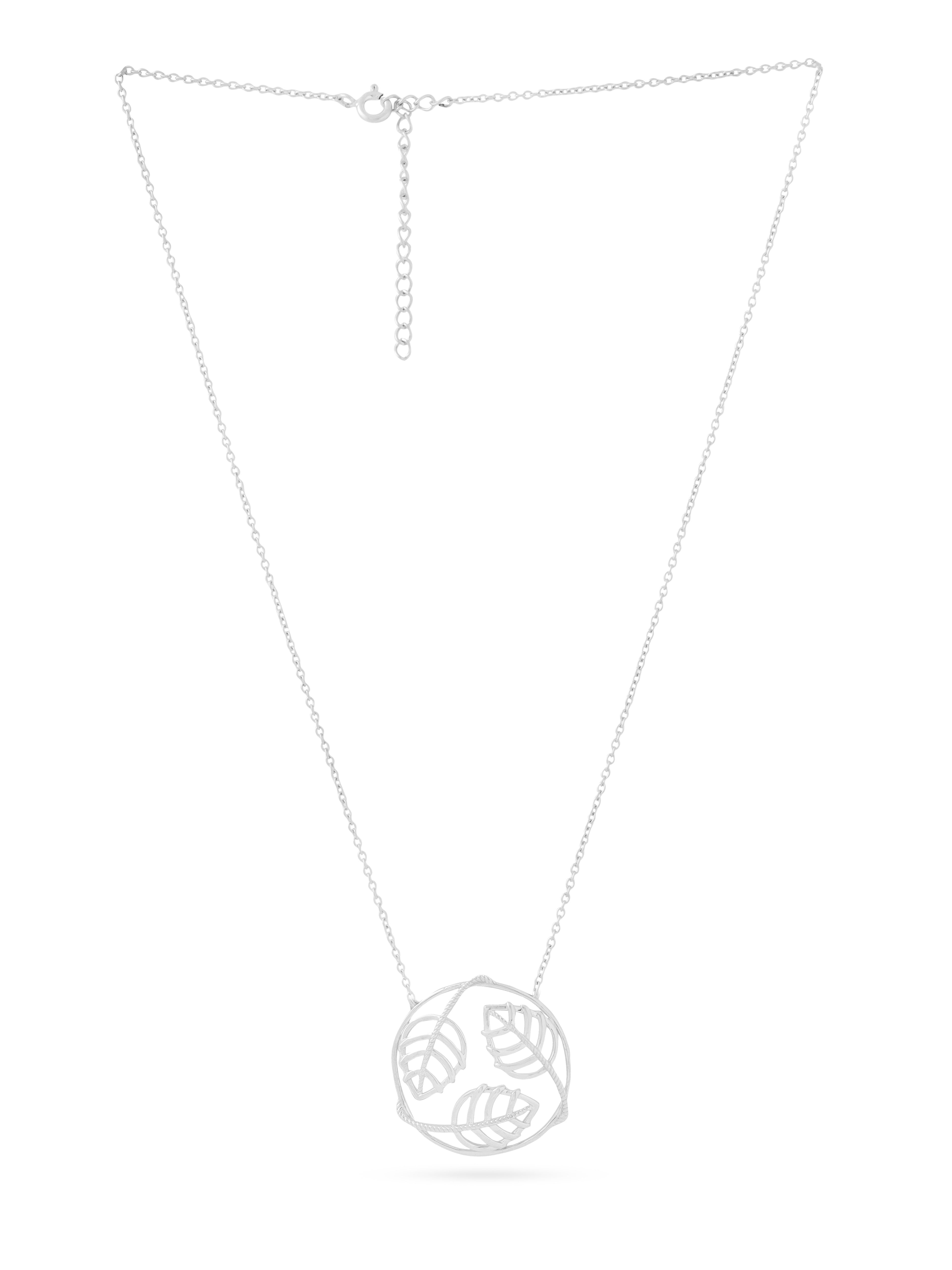 Lumina Rhodium Plated Jali 925 Sterling Silver Pendant For Women