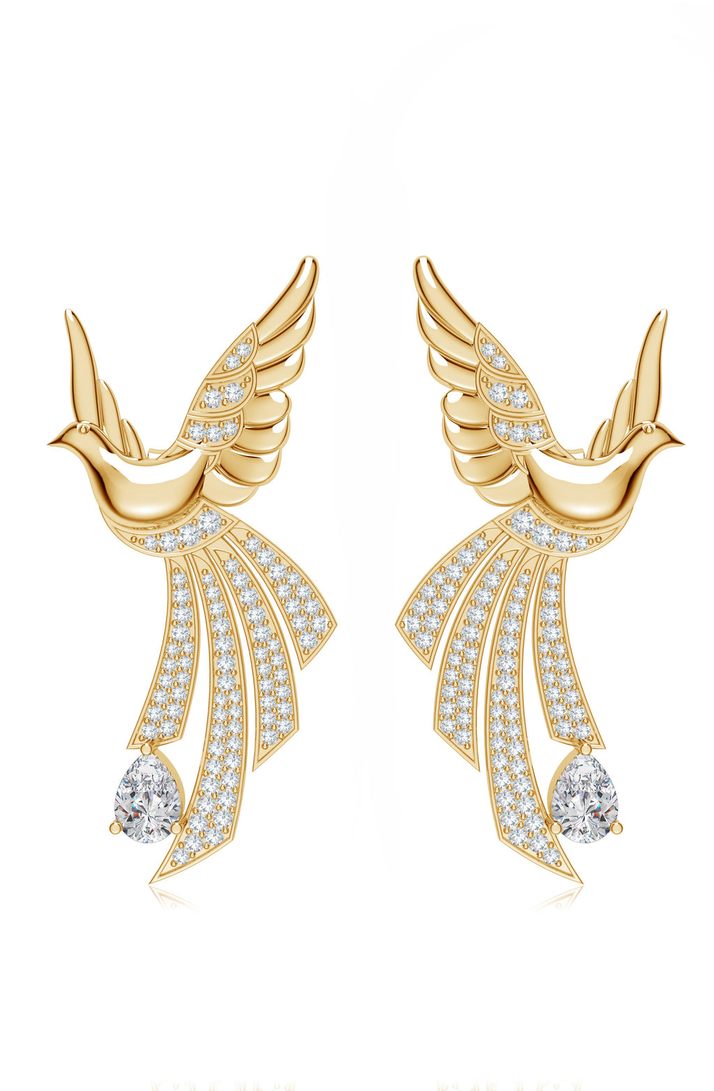 Sterling Silver Scattering Dove Earrings with Moissanites