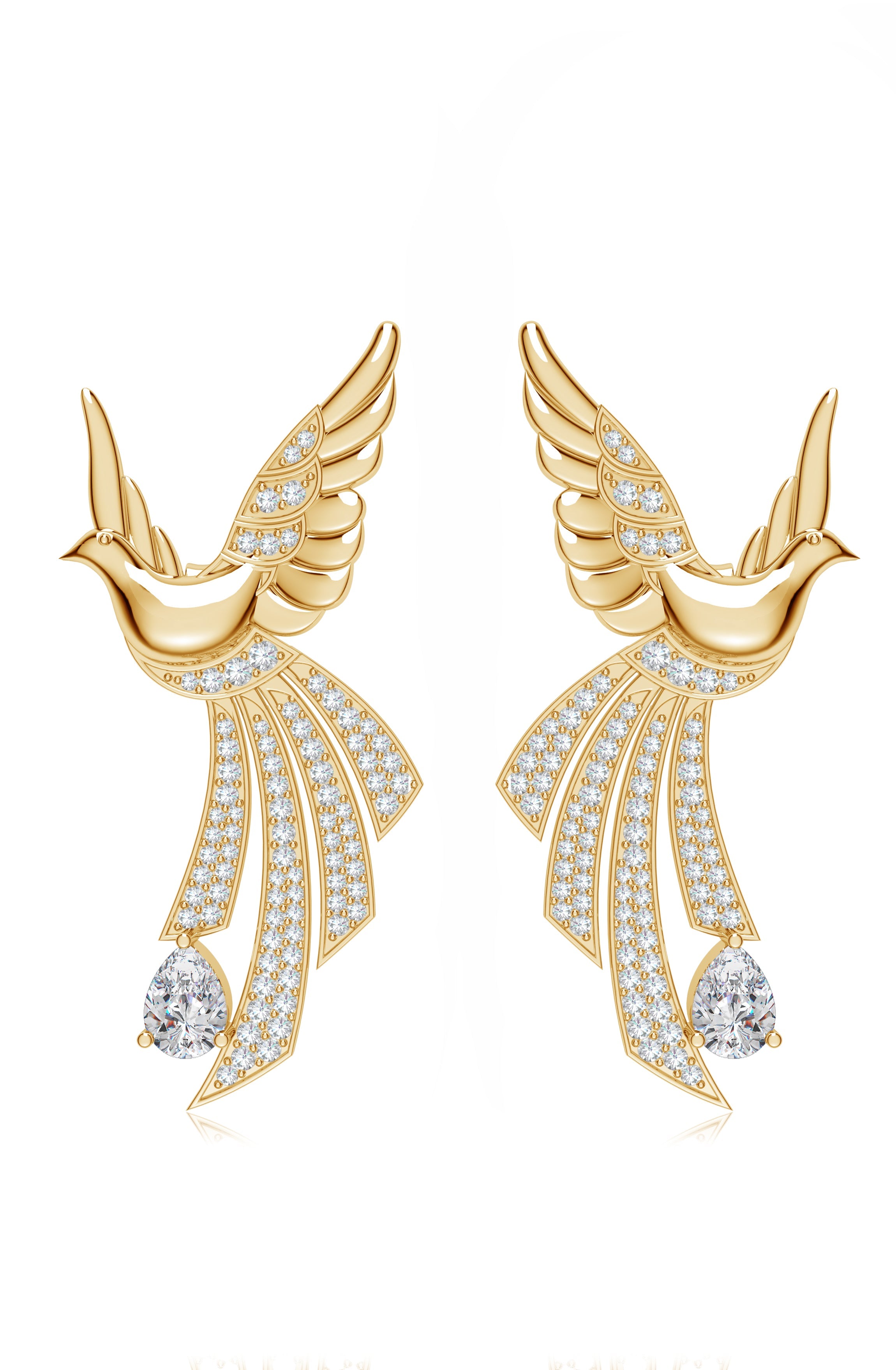 Sterling Silver Scattering Dove Earrings with Moissanites