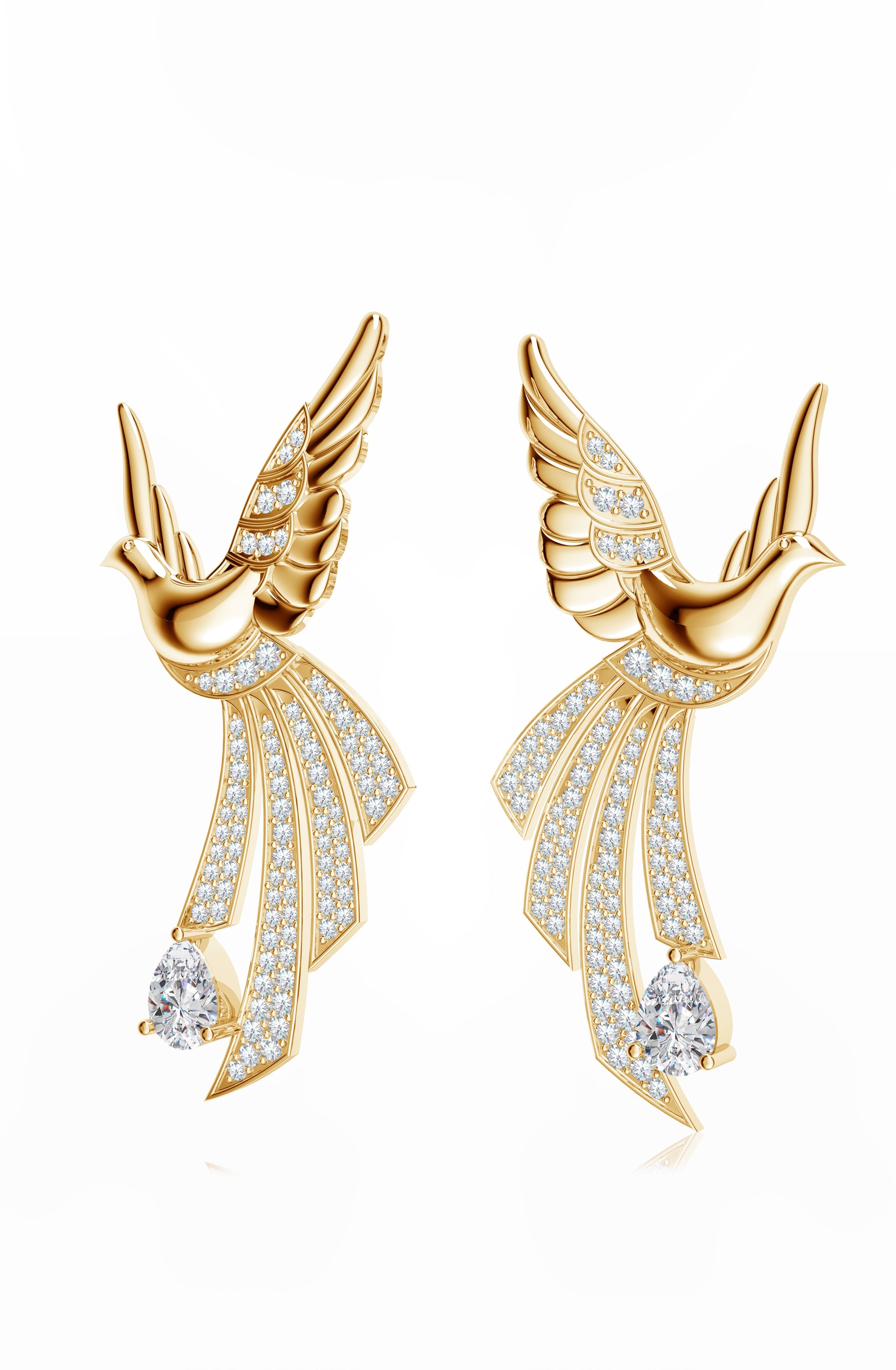 Sterling Silver Scattering Dove Earrings with Moissanites