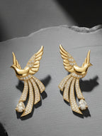 Sterling Silver Scattering Dove Earrings with Moissanites