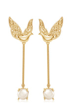 925 Silver Feathered Dove Pearl Earrings