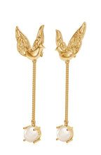 925 Silver Feathered Dove Pearl Earrings