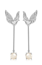 925 Silver Feathered Dove Pearl Earrings