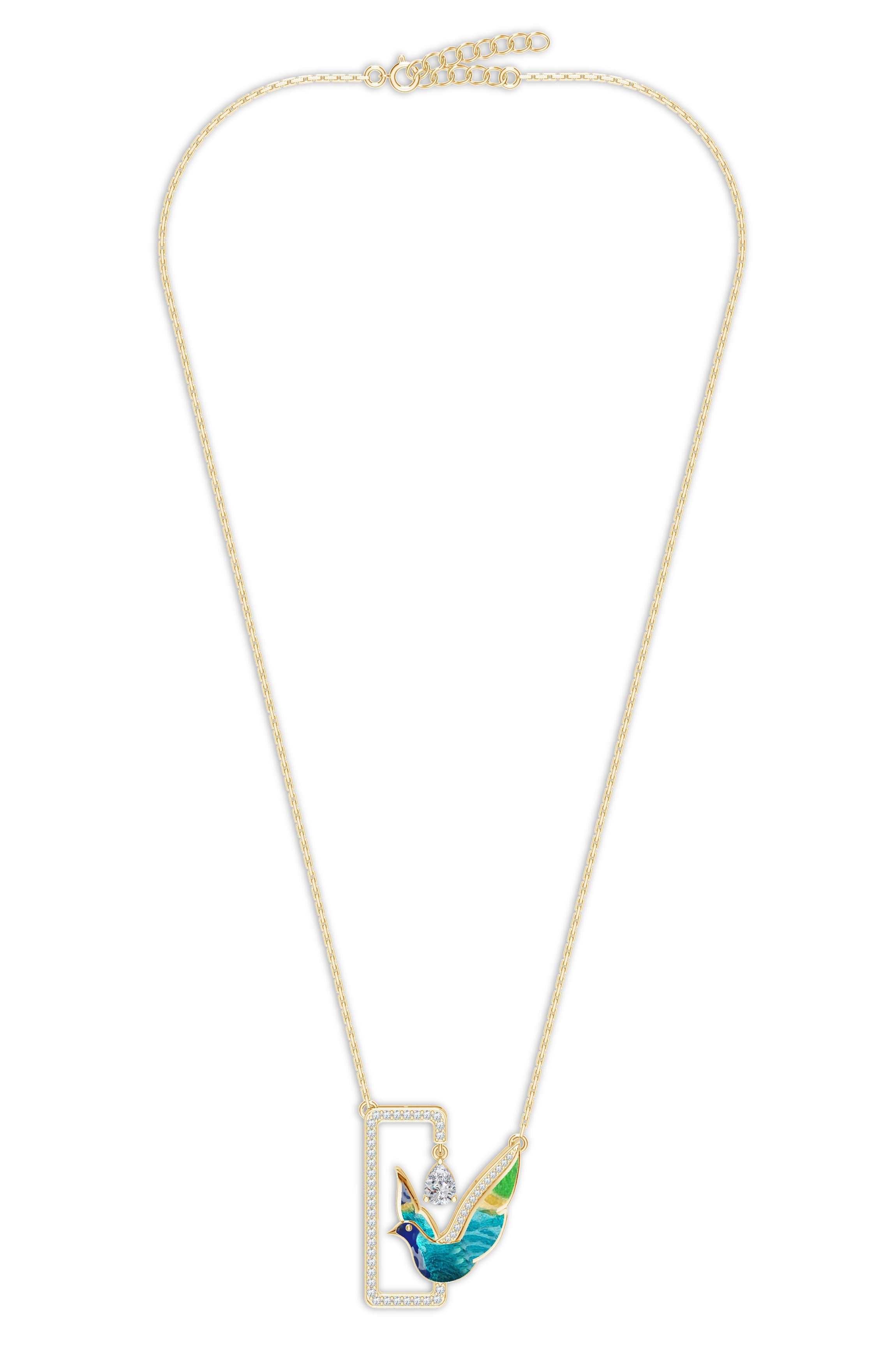 Enameled Sterling Silver Serenity Moissanite Pendant