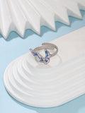 Rhodium Purple Feather 925 Sterling Silver Ring For Women