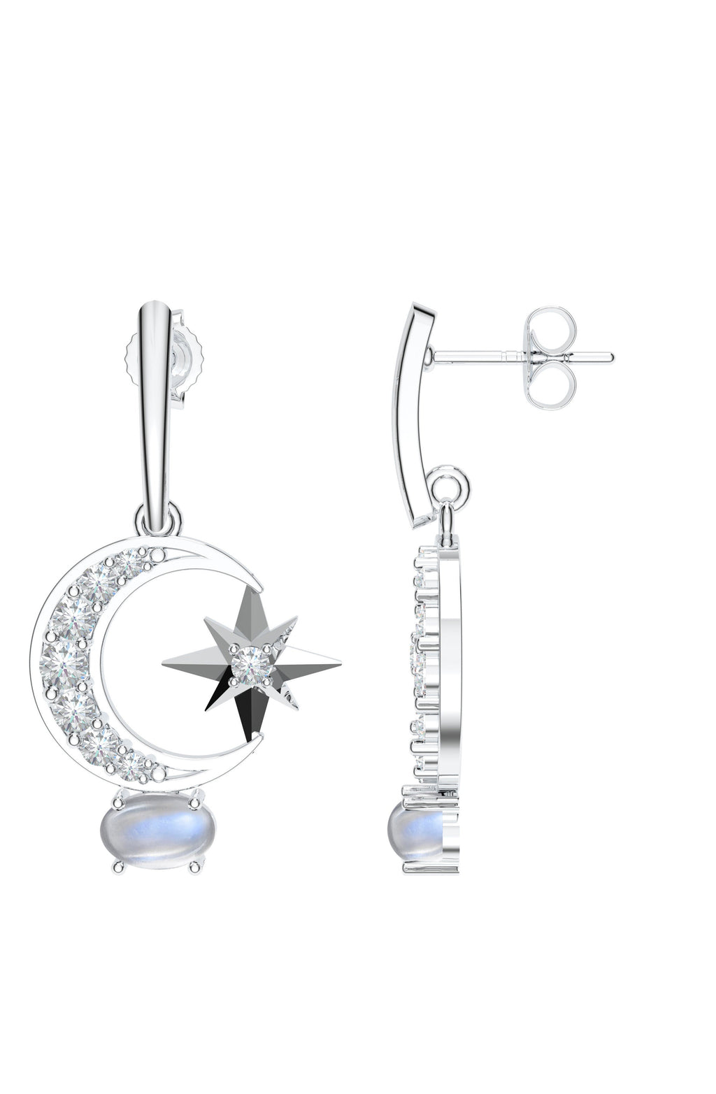 Lunar Eclipse Moonstone Earring