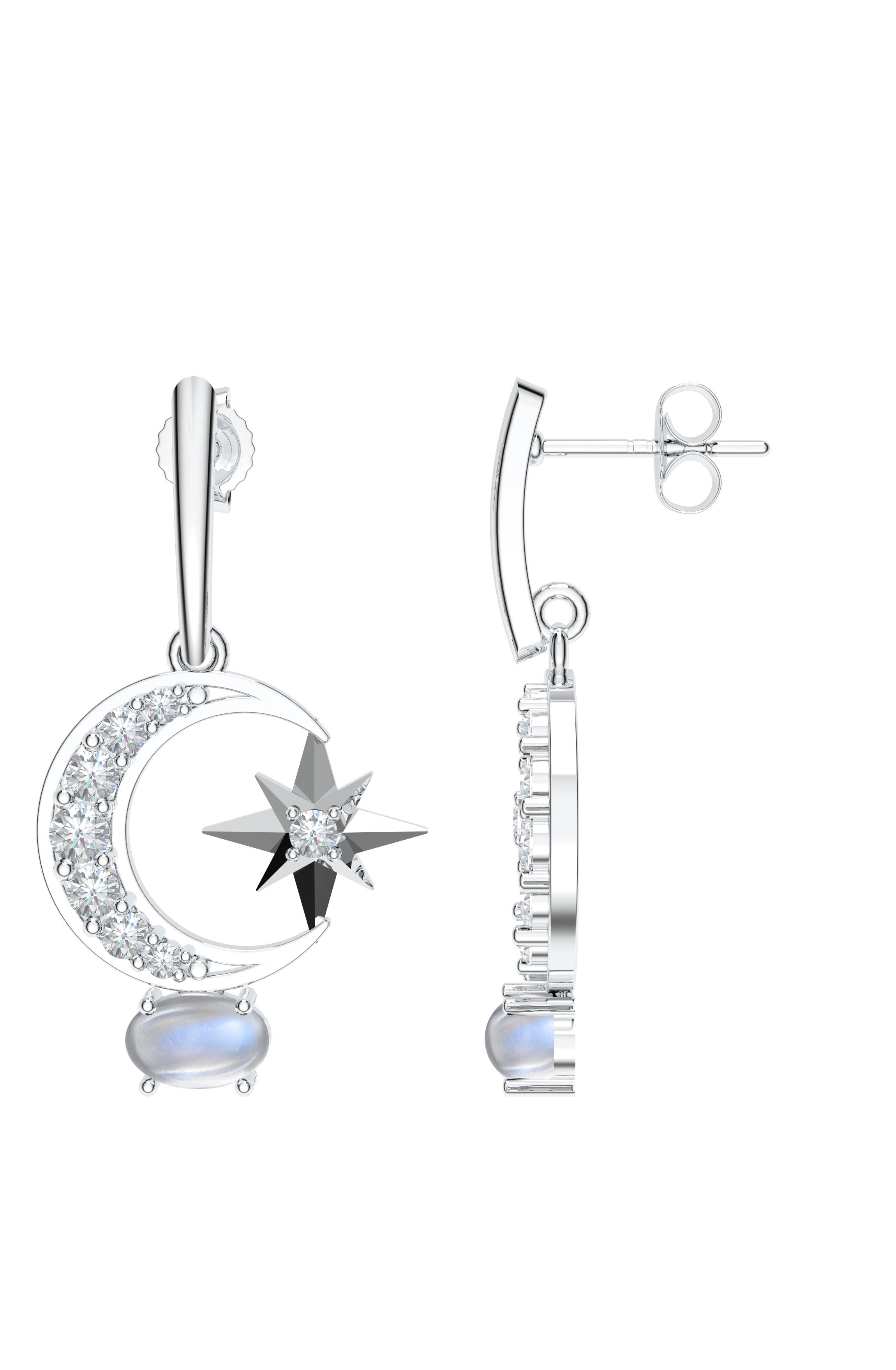 Lunar Eclipse Moonstone Earring