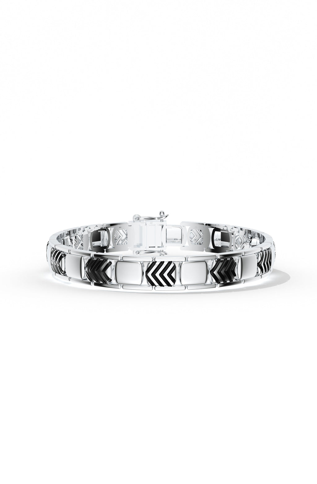 Geometric Engraved Oxidized Finish 925 Sterling Silver Bracelet For Men