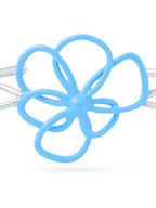 Sky Blue Enamel Flower Cuff Bangle in 925 Sterling Silver