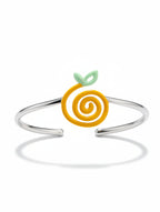 Orange Swirl 925 Sterling Silver Cuff Bangle