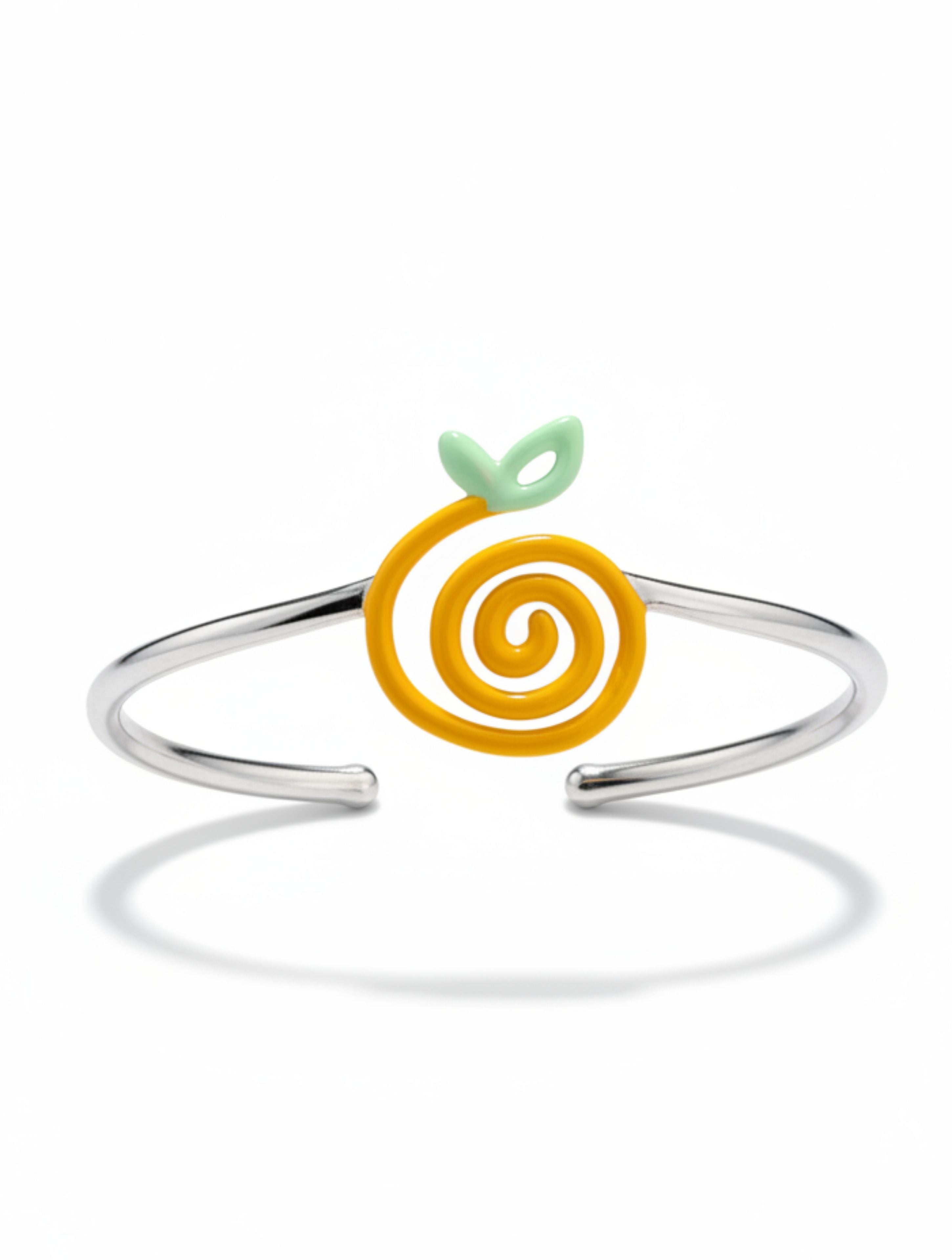 Orange Swirl 925 Sterling Silver Cuff Bangle