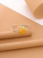 Orange Swirl 925 Sterling Silver Cuff Bangle