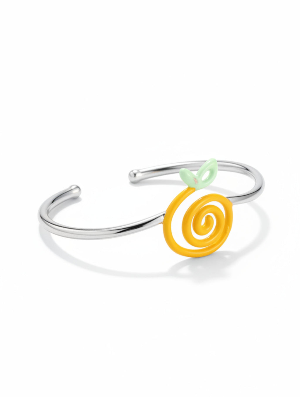 Orange Swirl 925 Sterling Silver Cuff Bangle