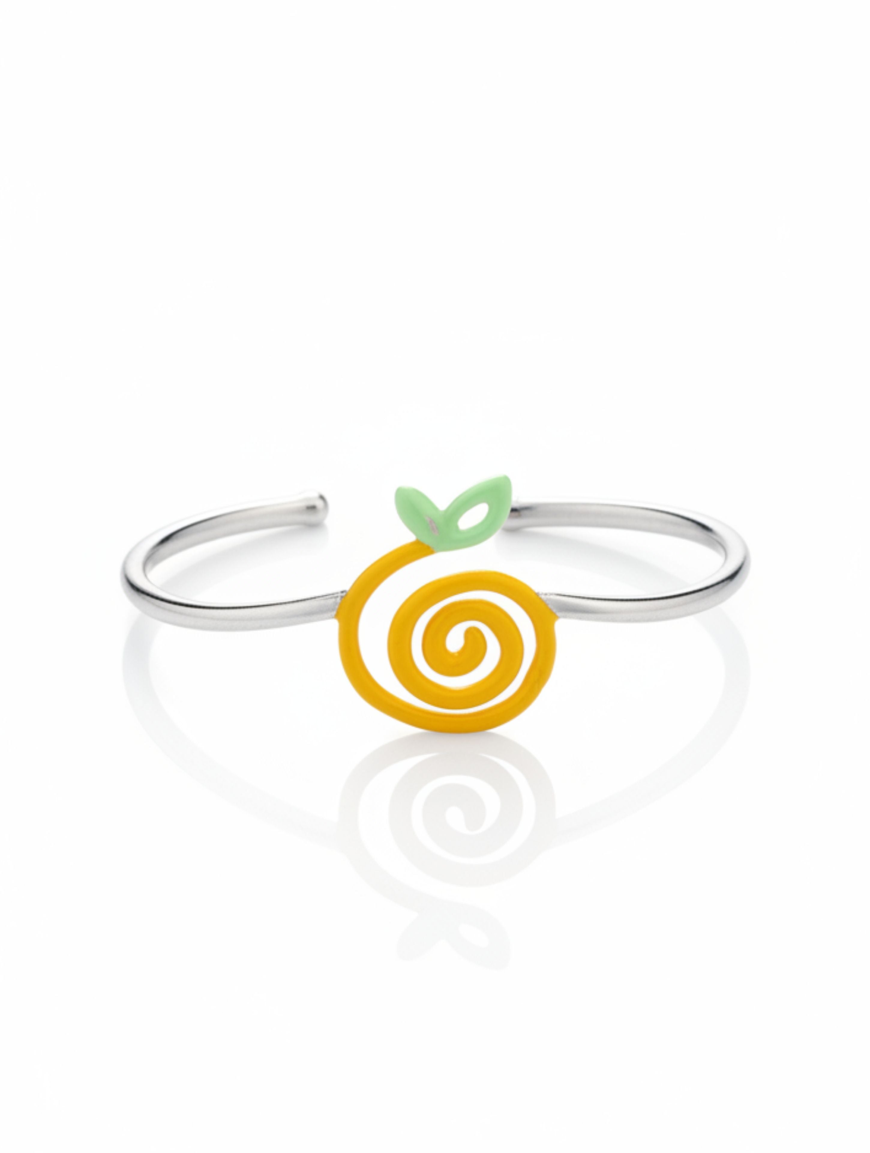 Orange Swirl 925 Sterling Silver Cuff Bangle
