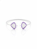 Purple Petal Sterling Silver Open Cuff Bangle