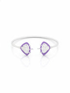 Purple Petal Sterling Silver Open Cuff Bangle