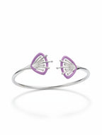 Purple Petal Sterling Silver Open Cuff Bangle