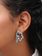 Sky Blue Cloud Enamel & Blue Chalcedony Earrings in Sterling Silver