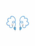 Sky Blue Cloud Enamel & Blue Chalcedony Earrings in Sterling Silver