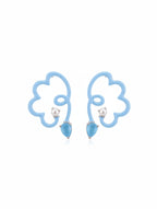 Sky Blue Cloud Enamel & Blue Chalcedony Earrings in Sterling Silver