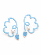 Sky Blue Cloud Enamel & Blue Chalcedony Earrings in Sterling Silver