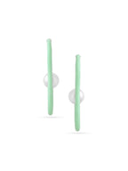 Abstract Pastel Green Enamel & Pearl Hoop Earrings In 925 Sterling Silver