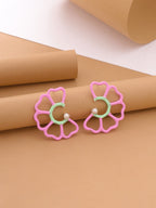 Pastel Bloom Enamel & Pearl Drop Earrings in 925 Sterling Silver