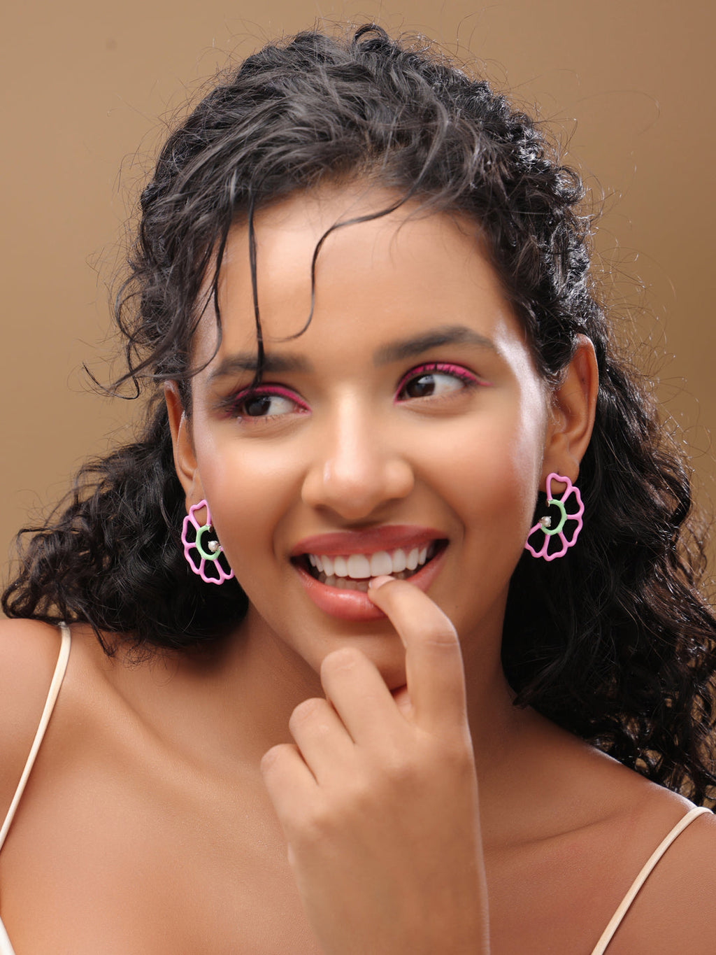 Pastel Bloom Enamel & Pearl Drop Earrings in 925 Sterling Silver