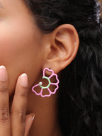 Pastel Bloom Enamel & Pearl Drop Earrings in 925 Sterling Silver