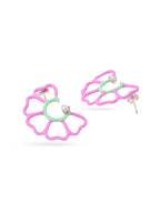 Pastel Bloom Enamel & Pearl Drop Earrings in 925 Sterling Silver