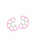Pastel Bloom Enamel & Pearl Drop Earrings in 925 Sterling Silver