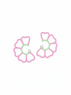 Pastel Bloom Enamel & Pearl Drop Earrings in 925 Sterling Silver