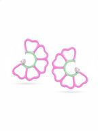 Pastel Bloom Enamel & Pearl Drop Earrings in 925 Sterling Silver