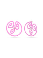 Swirling Sweetness: Baby Pink Enamel & Pearl Stud Earrings