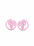 Swirling Sweetness: Baby Pink Enamel & Pearl Stud Earrings
