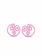 Swirling Sweetness: Baby Pink Enamel & Pearl Stud Earrings