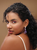 Whimsical Lavender Pearl Drop Earrings in Sterling Silver