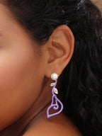 Whimsical Lavender Pearl Drop Earrings in Sterling Silver