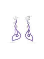 Whimsical Lavender Pearl Drop Earrings in Sterling Silver