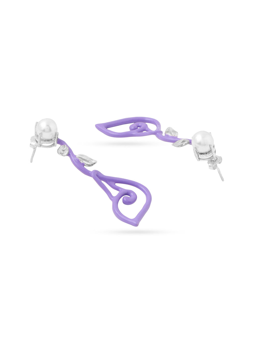 Whimsical Lavender Pearl Drop Earrings in Sterling Silver