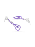 Whimsical Lavender Pearl Drop Earrings in Sterling Silver