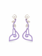 Whimsical Lavender Pearl Drop Earrings in Sterling Silver