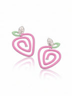 Pastel Enamel Apple Swirl Stud Earrings in Sterling Silver